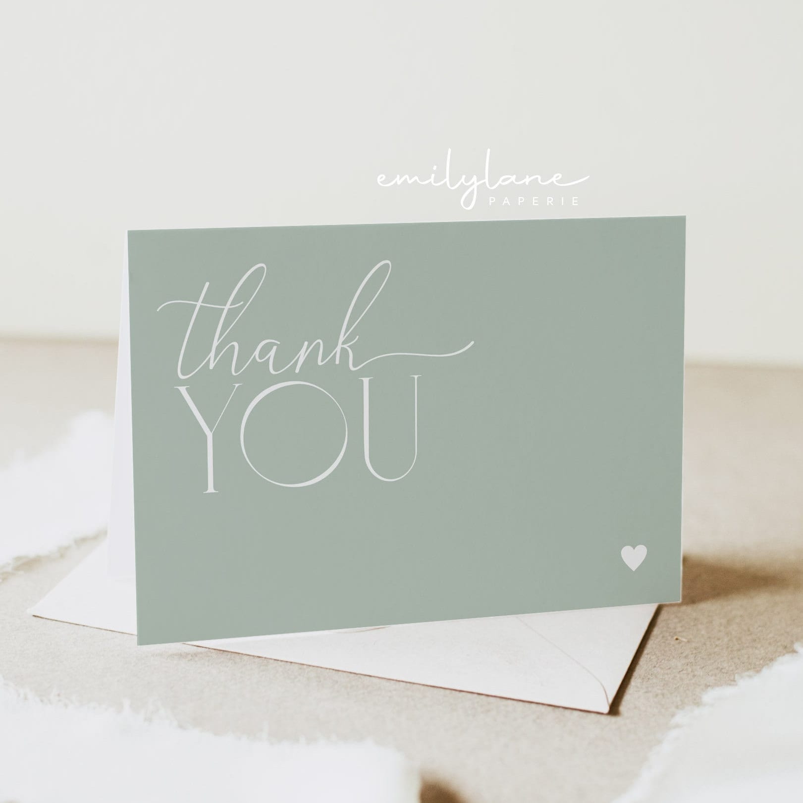 セージグリーンのサンキューカードテンプレート、ボヘミアンサンキューカードの印刷可能、モダンなベビーシャワーサンキューカード、ミニマルサンキューカード、インスタントダウンロード、BBS16  - Etsy 日本