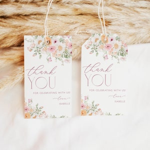 Bridal Shower Favor Tag, Floral Thank You Tag, Spring Bridal Shower Favor Tag, Love in Bloom, Editable Gift Tag, Pink Floral Gift Tag, BS31