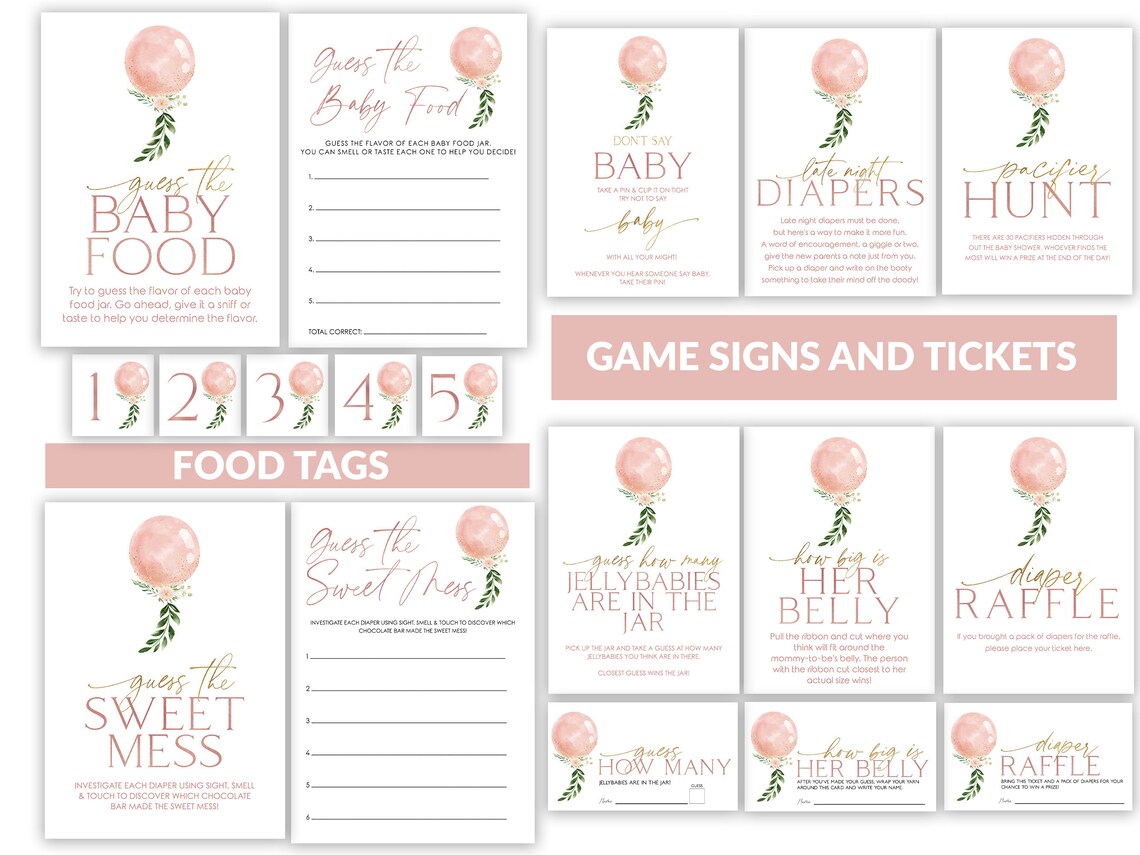 Baby Shower Games Girl Baby Shower Editable Games Printable | Etsy