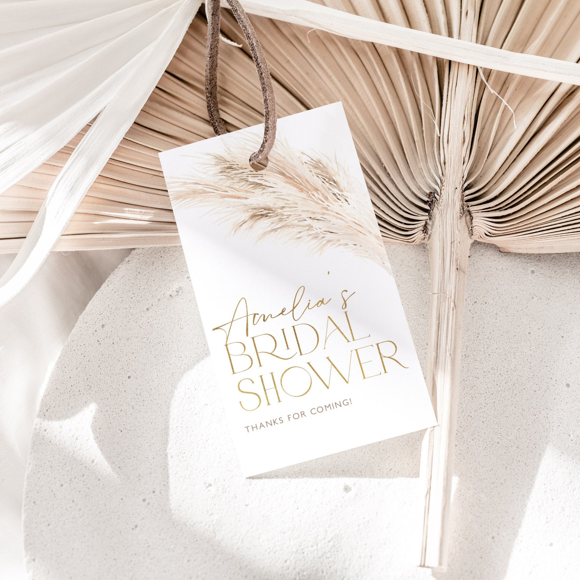 Boho Bridal Shower Favor Tag, Pampas Grass Thank You Tag, Bridal Shower ...