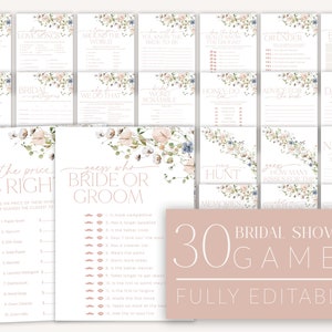 Wildflower Bridal Shower Games, Floral Bridal Shower Editable Games, Printable Games, Bridal Shower Games Pack, Floral Bridal Games, BS18