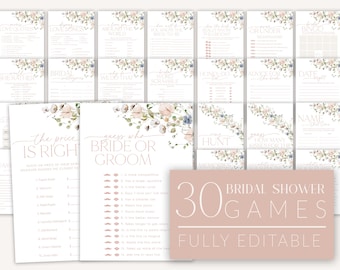 Wildflower Bridal Shower Games, Floral Bridal Shower Editable Games, Printable Games, Bridal Shower Games Pack, Floral Bridal Games, BS18