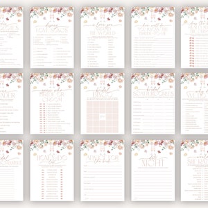 Petals and Prosecco Bridal Shower Games, Pink Floral Bridal Shower Editable Games, Printable Games, Pink Spring Floral Bridal Games, BS28 image 2