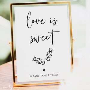Minimalist Love is Sweet Please Take a Treat Sign, Wedding Favor Sign, Please Take a Favor, Sweet Treat Baby Shower Bridal Shower DIY, E1