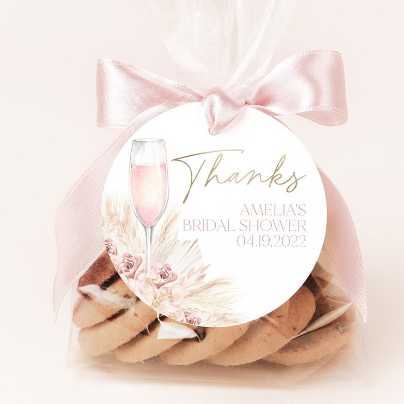 Pink Boho Thank You Favor Tag, Boho Bridal Shower Thank You Favor Tag ...