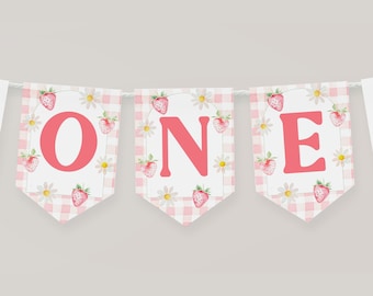 Berry High Chair Banner Printable, ONE Banner For High Chair, Birthday Decor, Strawberry High Chair Banner, Strawberry 1st Birthday, BD123