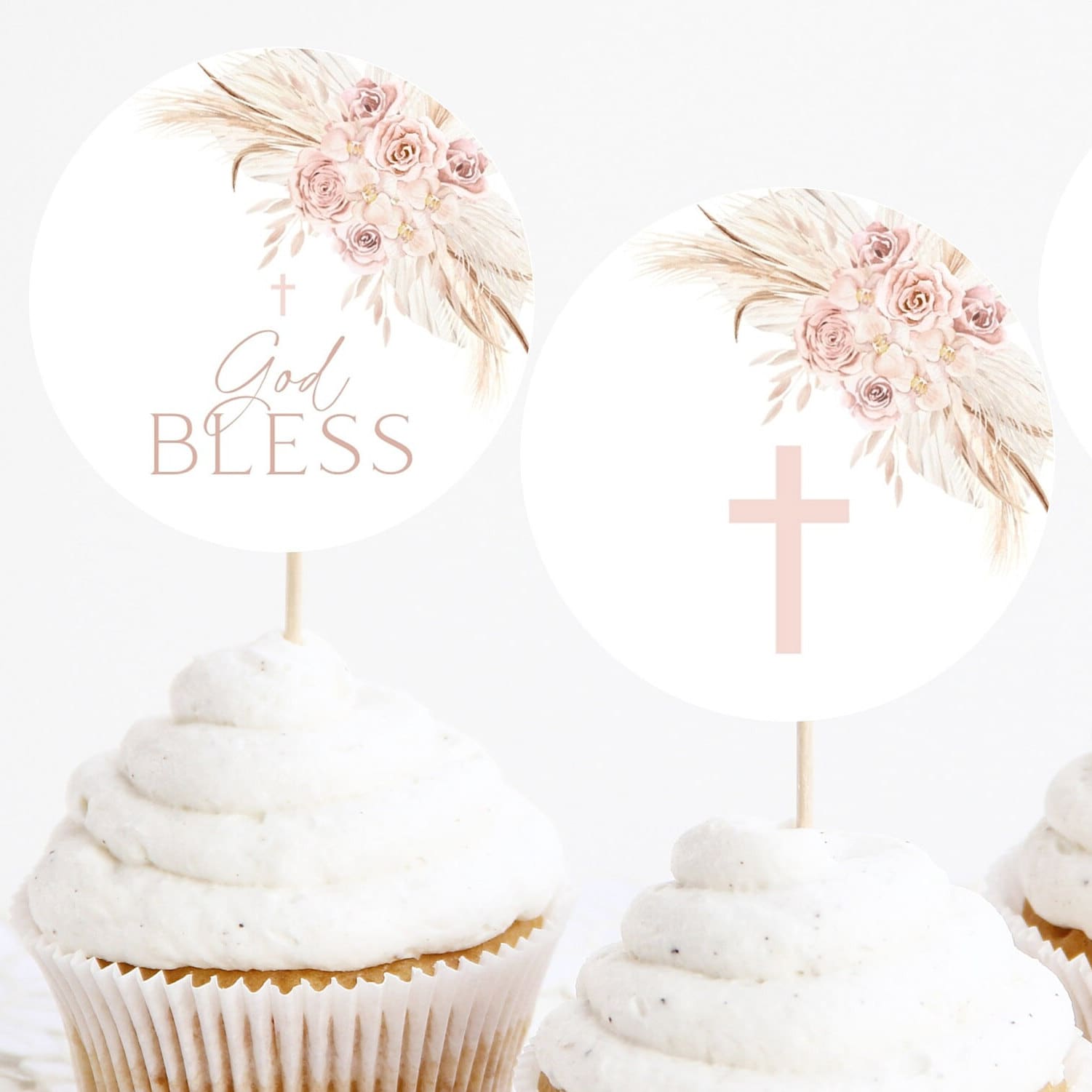 Baptism Cupcake Toppers Christening Cupcake Toppers Etsy