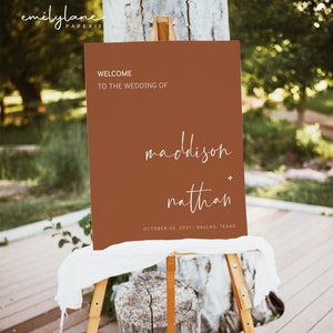 Burnt Orange Wedding Welcome Sign | Terracotta Wedding Welcome Poster | Minimalist Welcome Sign Wedding | Desert Wedding Sign | Layla