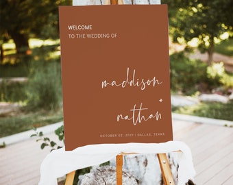 Burnt Orange Wedding Welcome Sign | Terracotta Wedding Welcome Poster | Minimalist Welcome Sign Wedding | Desert Wedding Sign | Layla