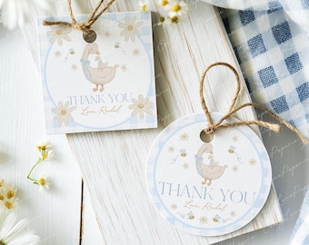 Silly Goose Favor Tags, Blue Goose Baby Shower Favor Tags Printable, Thank You Tags, Printable Baby Shower Gift Tags Boy Shower, BBS132