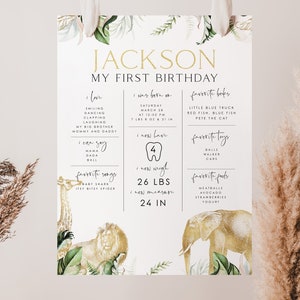 Modèle de carte d'étape anniversaire Wild One, carte d'étape Wild One, carte d'étape de bébé, affiche d'étape importante Safari, téléchargement immédiat, BD01