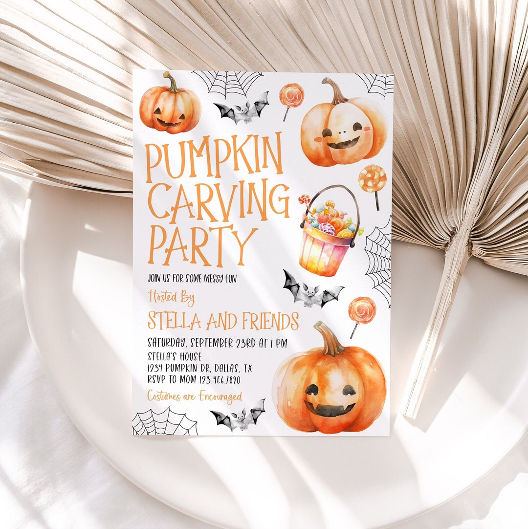 pumpkin-carving-party-invitation-kids-halloween-party-invitation-template-pumpkin-party-invitation-editable-halloween-invitation-hi08-etsy
