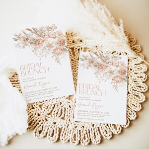 Faire-part pour le brunch de la mariée floral, invitation florale neutre pour la douche nuptiale, brunch de la mariée floral, modèle modifiable pour la douche nuptiale, floral, BS59 image 5