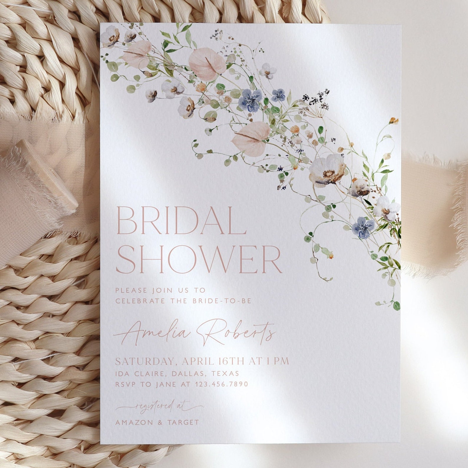 Wildflower Bridal Shower Invitation Floral Spring Bridal image 1