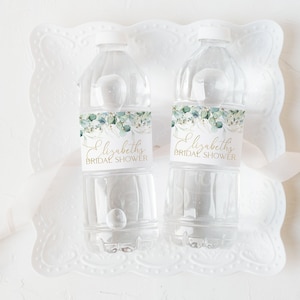 Greenery Water Bottle Label, Bridal Shower Water Label, Printable Water Bottle Label, Bridal Shower Water Label Sticker, Eucalyptus, Jules