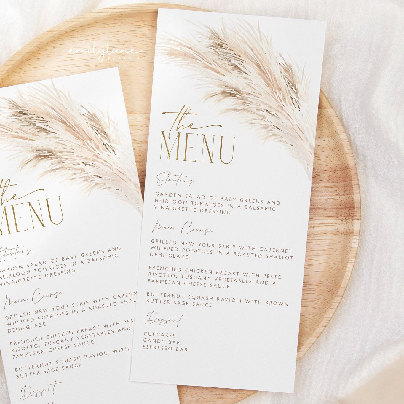 Boho Menu Template, Printable Bridal Shower Menu, Pampas Grass Menu ...