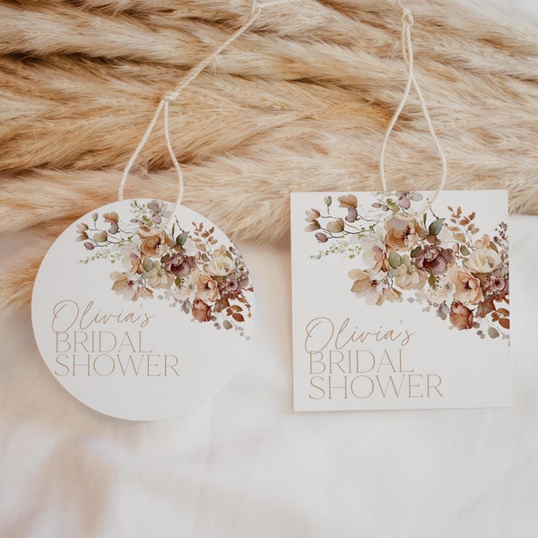 Fall Floral Thank You Favor Tag, Fall in Love Bridal Shower Thank You Favor Tag, Fall Bridal Shower Thank You, Bridal Shower, Editable, BS38