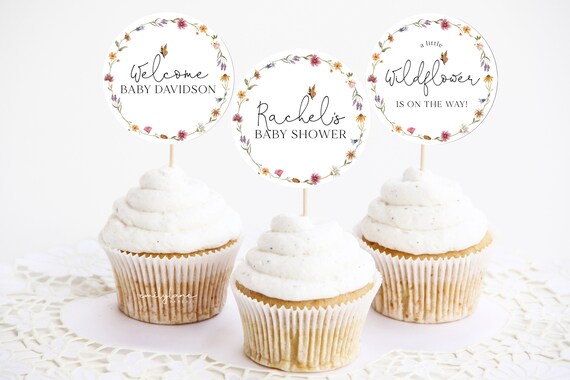 Wildblumen Cupcake Topper – 36 Stück, Für Baby Shower, Hochzeit & Frühlingspartys, Bunt/weiß