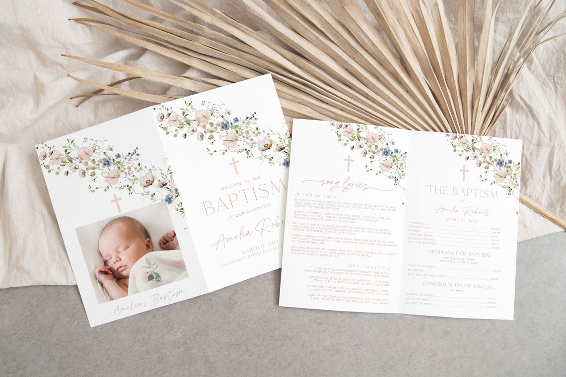 Baptism Programs Printable Christening Program Template Etsy