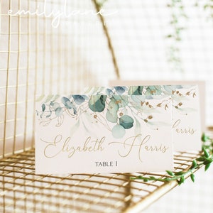 Greenery Place Card Template, Printable Place Cards, Bridal Shower Place Cards, Eucalyptus Place Cards, Bridal Escort Cards, Jules