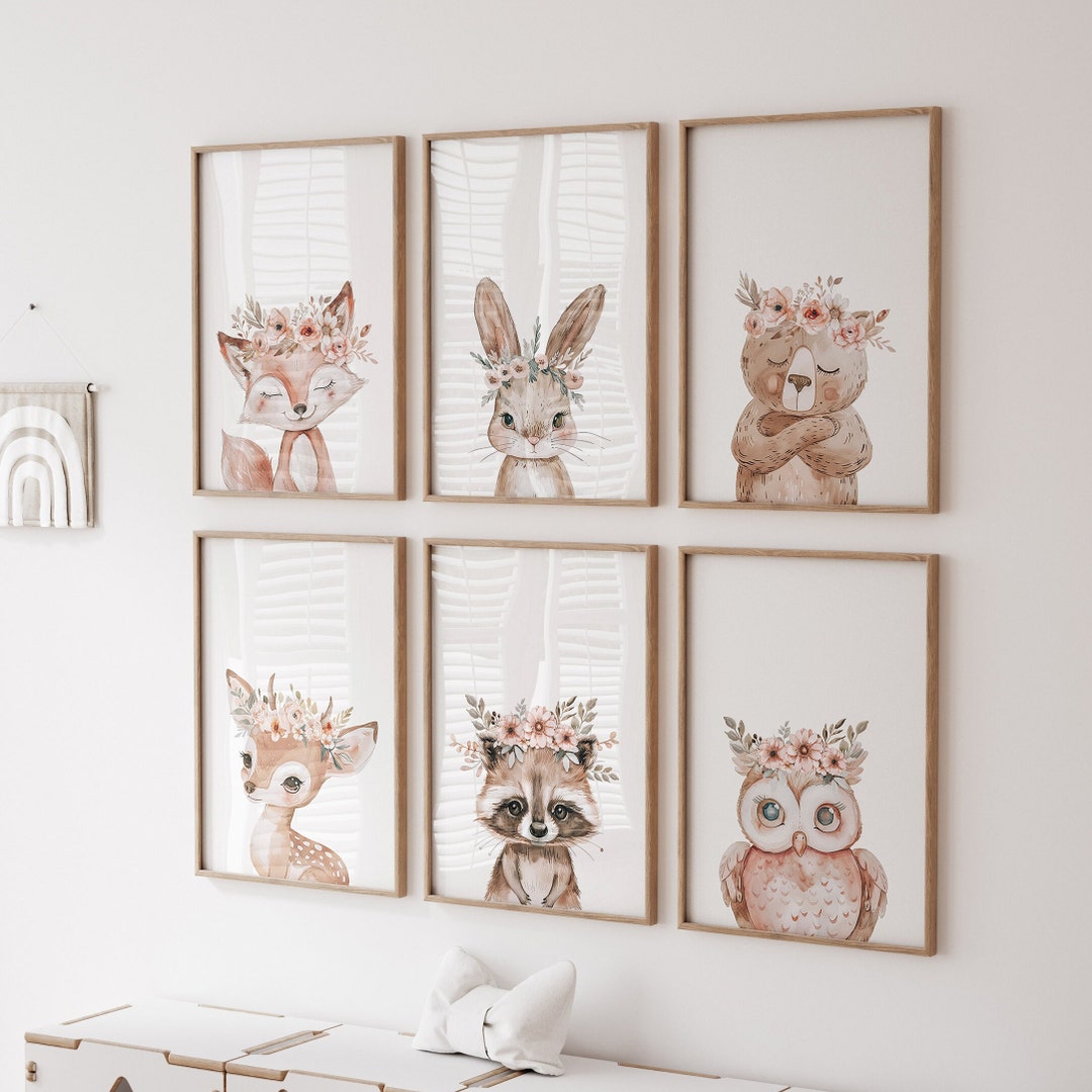 Woodland Wall Art, Boho Woodland Nursery Room Decor, Girl Nursery ...