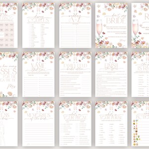 Petals and Prosecco Bridal Shower Games, Pink Floral Bridal Shower Editable Games, Printable Games, Pink Spring Floral Bridal Games, BS28 image 3