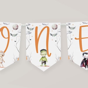 Halloween High Chair Banner Printable, 1st Birthday Banner For High Chair, Spooky One 1st Birthday Decor, Birthday High Chair Banner, BD40
