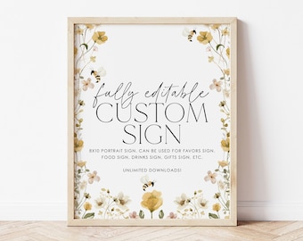 Benutzerdefiniertes bearbeitbares Zeichen, benutzerdefinierte 8x10 Zeichen, Bee-Babyparty-bearbeitbares Zeichen 8x10, benutzerdefiniertes Textschild, druckbare Schilder, Biene-Babyparty, BBS31