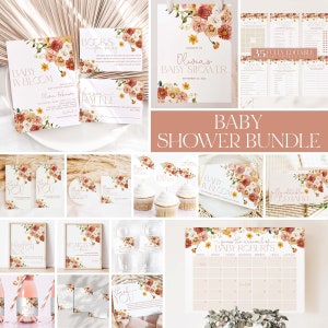 Fall Baby Shower Invitation Bundle, Fall Baby in Bloom Floral Baby Shower Invite, Editable Games, Baby Shower Decor, Fall Baby Shower, BBS65