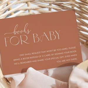 Boho Books for Baby Card, Books for Baby Card, Books for Baby Insert, Baby Shower Insert Cards, Boho Baby Shower, Bohemian Baby Shower, H1