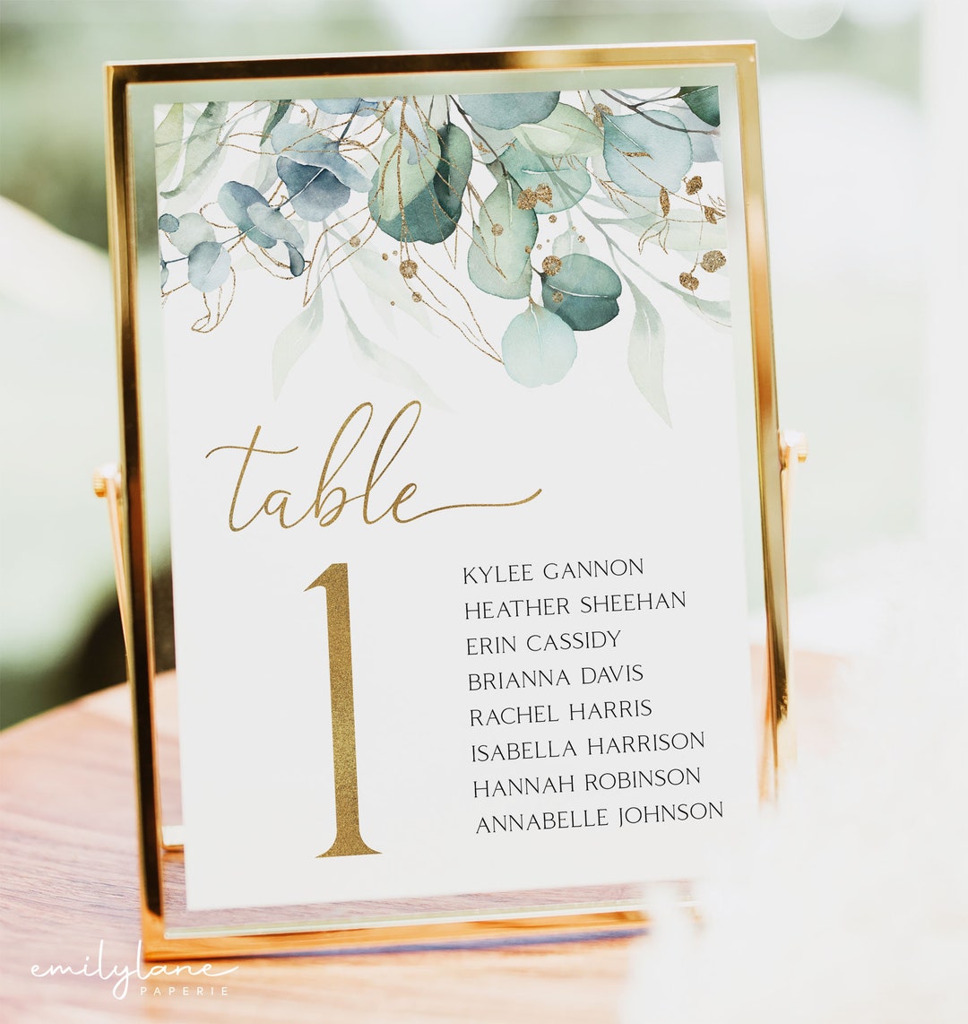 Greenery Table Numbers, Bridal Shower Table Numbers, Eucalyptus Table