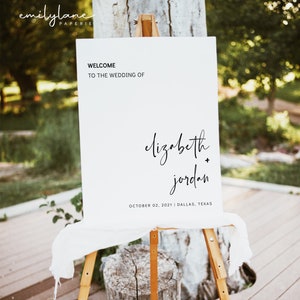 Modern Minimalist Wedding Welcome Sign Template, Minimal Wedding Welcome Sign, Modern Welcome Sign Wedding, Editable Wedding Sign, E1