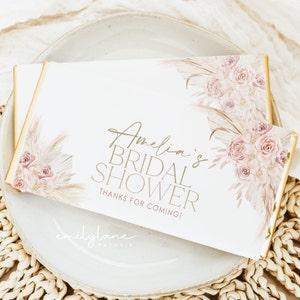 Boho Floral Chocolate Bar Wrapper, Boho Candy Bar Wrapper Template, Boho Bridal Shower Candy Bar Wrapper, Shower Favors, Bridal Shower, BS33
