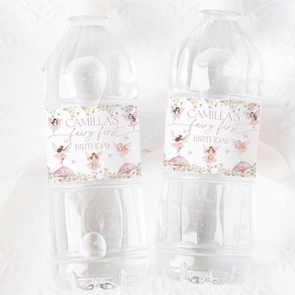 Fairy Water Bottle Label, Fairy 1st Birthday Water Label, Printable Water Bottle Label, Fairy Water Label Sticker, Fairy 1st Birthday, BD69