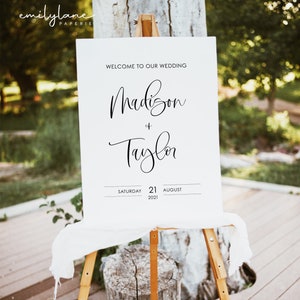 Minimalist Wedding Welcome Sign, Modern Wedding Welcome Poster, Black and White Welcome Sign Wedding, Wedding Sign, Aida