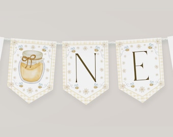 Bee High Chair Banner Printable, ONE Banner For High Chair, Birthday Decor, Bee 1st Birthday High Chair Banner, Bee Day 1st Birthday