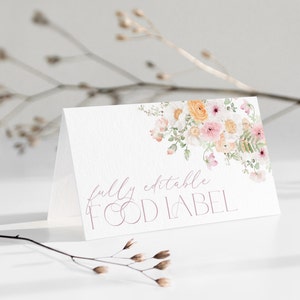 Bruidsdouche voedseletiketten, bloemenvoedseletiketkaart, voedseltentkaart, liefde in bloei douchevoedseltag, gevouwen voedselkaarten, tentetiketten, BS31