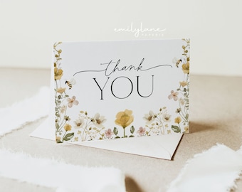 Bee Baby Shower Thank You Card Template, Thank You Card Printable, Bee Baby Shower Thank You, Tented Thank you Card, Instant Download, BBS31