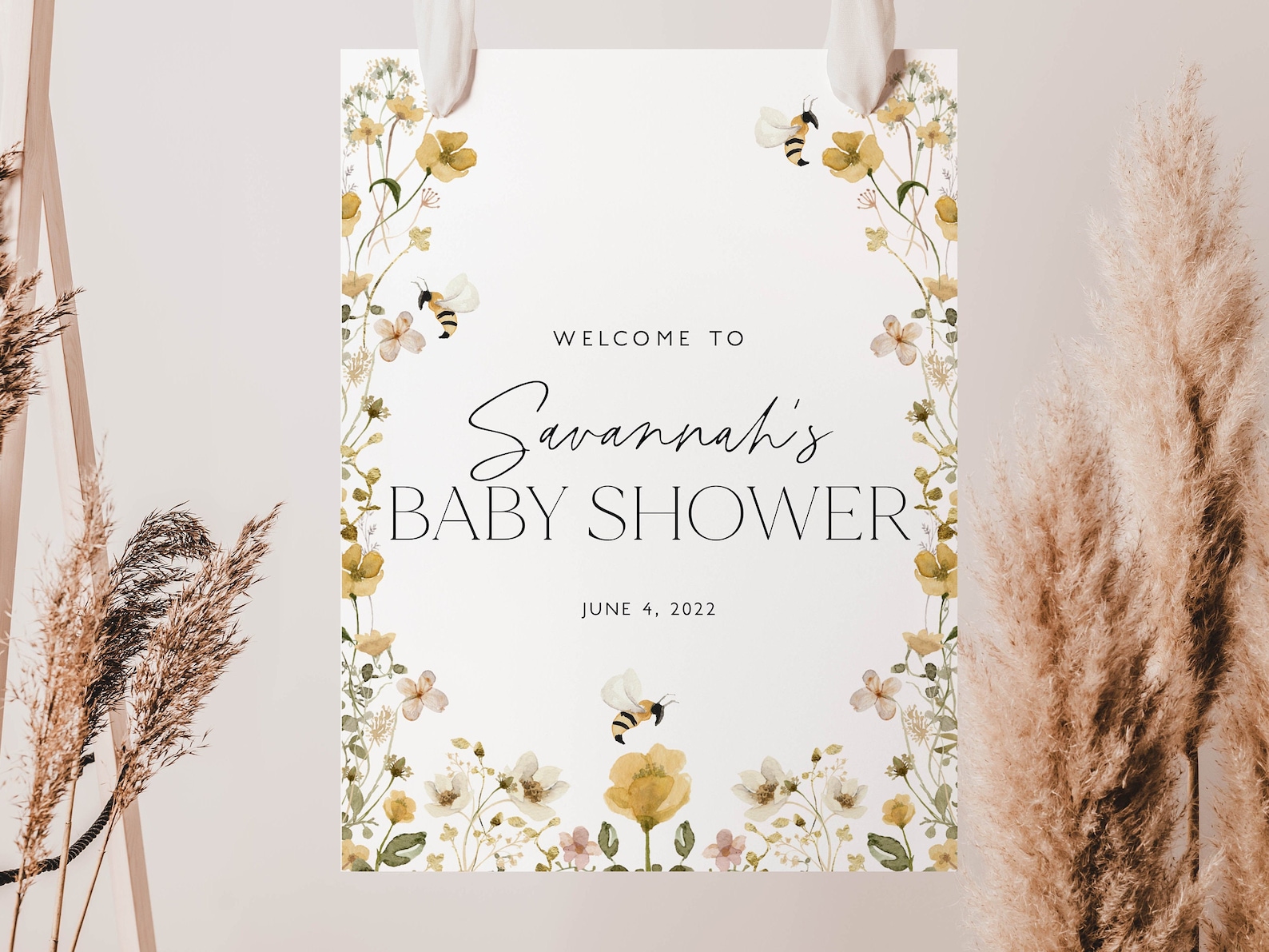 wildflower baby shower welcome sign