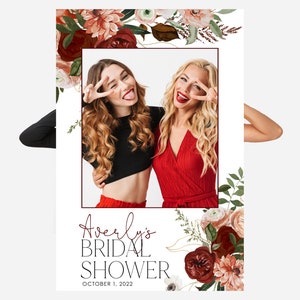 Floral Bridal Shower Photo Prop, Fall in Love Bridal Shower Photo Booth Frame, Floral Personalized Selfie Frame Bridal Photo Frame, BS27