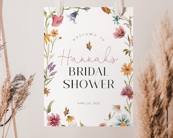 Wildflower Bridal Shower Welcome Sign Template, Bridal Shower Welcome Poster, Floral Bridal Shower Welcome Sign, Wildflower Sign, BS19