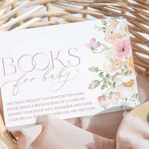 Boeken voor babykaart, bloemenboeken voor babykaart insteekkaart, roze babyshower insteekkaarten, bloemen babyshower, meisjesbaby, baby in bloei, BBS94