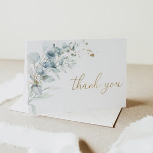 Greenery Thank You Card Template, Eucalyptus Thank You Card Printable, Eucalyptus Baby Shower Thank You, Instant Download, Juliet2