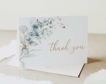 Greenery Thank You Card Template, Eucalyptus Thank You Card Printable, Eucalyptus Baby Shower Thank You, Instant Download, Juliet2