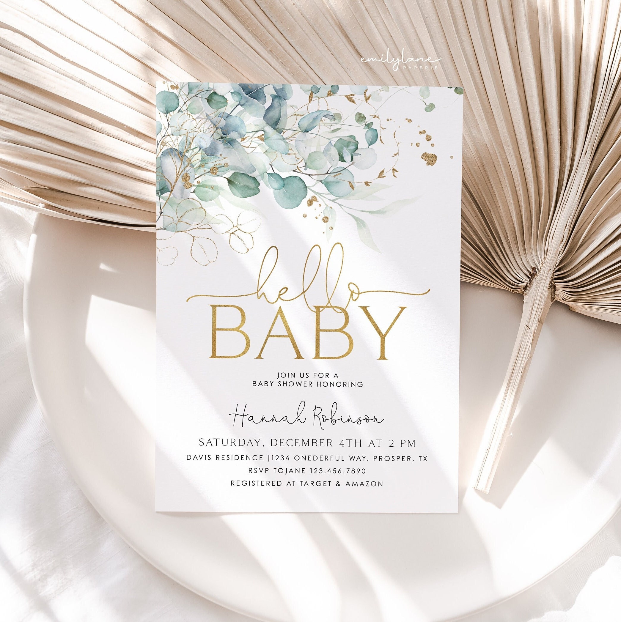 Oh Boy Green Baby Shower Invitation, Eucalyptus and Greenery Baby Shower  Invite Template, Baby Shower Instant Download [id:4397601,4397781]