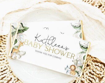 Jungle Chocolate Bar Wrapper, Candy Bar Wrapper Template, Baby Shower Candy Bar Wrapper, Shower Favors, Safari Baby Shower, WO3
