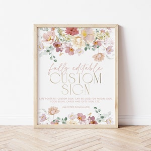 Custom Editable Sign, Custom 8x10 Sign, Floral Birthday Editable Sign 8x10, Floral Custom Text Sign, Printable Signs, Girl Birthday, BD14