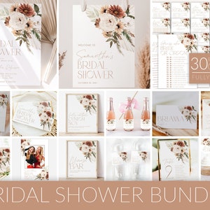 Boho Floral Bridal Shower Invitation Bundle, Boho Bridal Shower Invitation and Games Bundle, Editable Games, Printable Bridal Shower, BS04