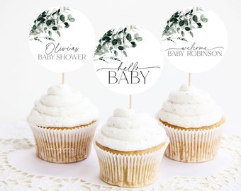 Greenery Baby Shower Cupcake Toppers - Etsy