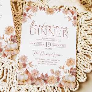 Thanksgiving Dinner Invitation, Friendsgiving Invitation Template, Thanksgiving, Editable Thanksgiving Invitation, Thanksgiving Dinner, TG01 image 5